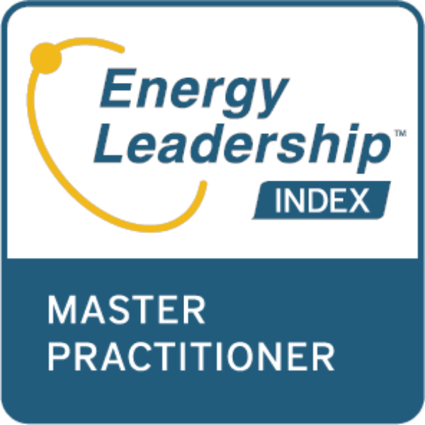 Energy Leadership Index Master Practitioner badge in blue and white.