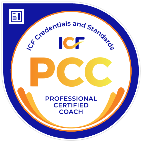 Badge for ICF Professional Certified Coach certification.